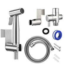 Load image into Gallery viewer, SFBidet Lily Toilet Shattaf Adapter Hose Bidet Spray Stainless Steel Handheld Shower Head