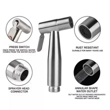 Load image into Gallery viewer, SFBidet Lily Toilet Shattaf Adapter Hose Bidet Spray Stainless Steel Handheld Shower Head