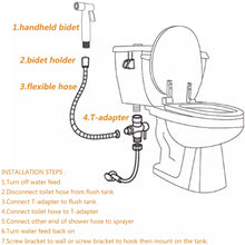 Load image into Gallery viewer, SFBidet Lily Toilet Shattaf Adapter Hose Bidet Spray Stainless Steel Handheld Shower Head
