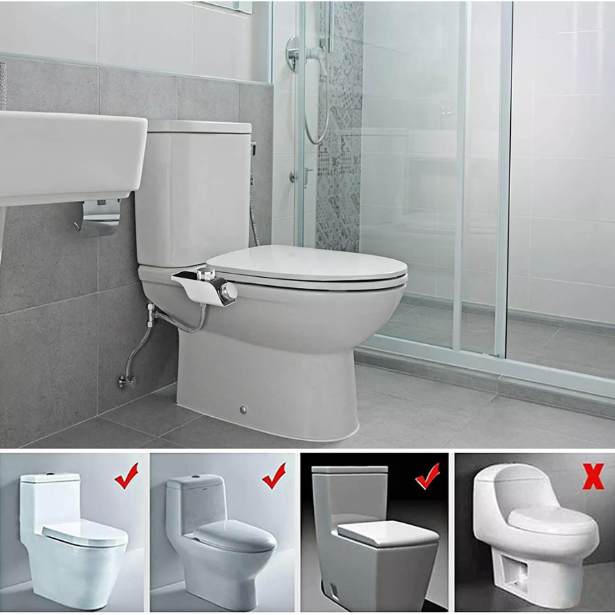 SF Bidet Fresh Water Spray Kit Non Electric Toilet Seat Attachment with Dual Nozzle