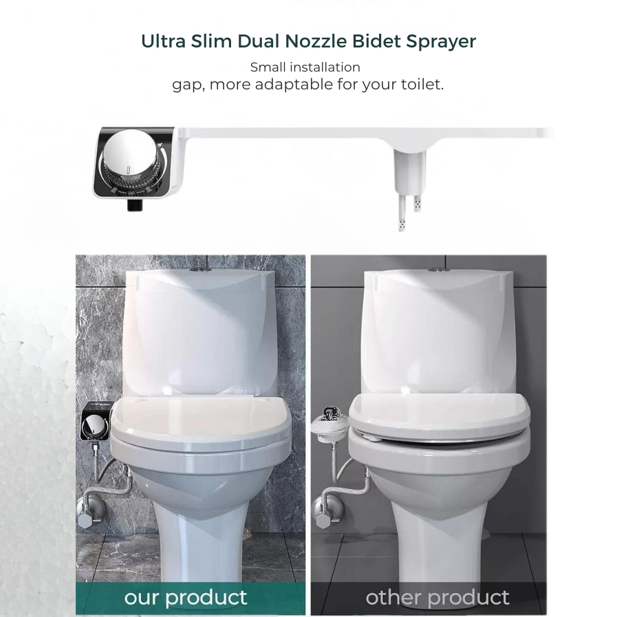 SF Bidet Fresh Water Spray Kit Non Electric Toilet Seat Attachment with Dual Nozzle