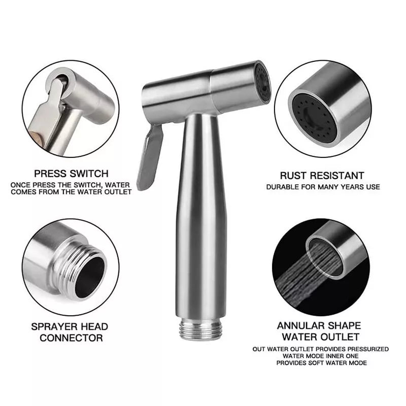 SF Bidet Toilet Shattaf Adapter Hose Bidet Spray Stainless Steel Handheld Shower Head