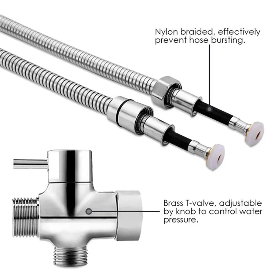 SF Bidet Toilet Shattaf Adapter Hose Bidet Spray Stainless Steel Handheld Shower Head