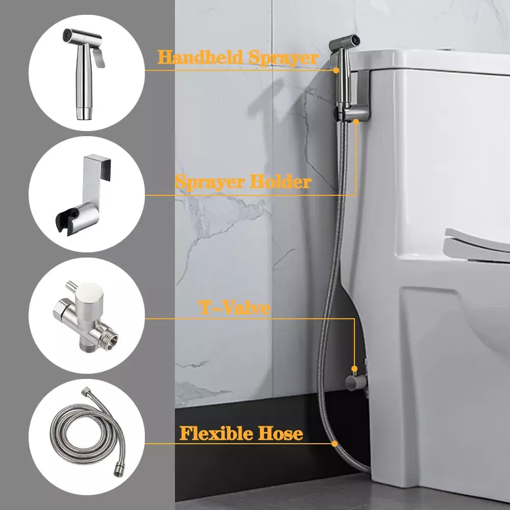 SF Bidet Toilet Shattaf Adapter Hose Bidet Spray Stainless Steel Handheld Shower Head