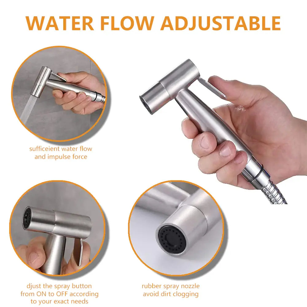 SF Bidet Toilet Shattaf Adapter Hose Bidet Spray Stainless Steel Handheld Shower Head