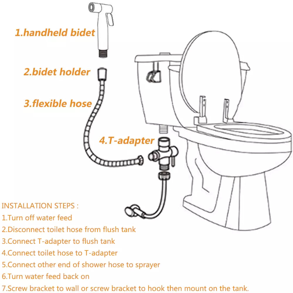 SF Bidet Toilet Shattaf Adapter Hose Bidet Spray Stainless Steel Handheld Shower Head